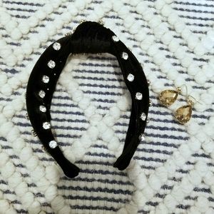 Black Velvet Jeweled Knot Headband NWOT